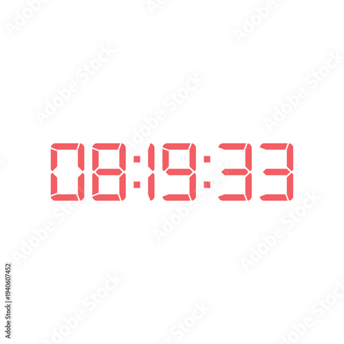 LED digital clock number for counter or calculator mockup design