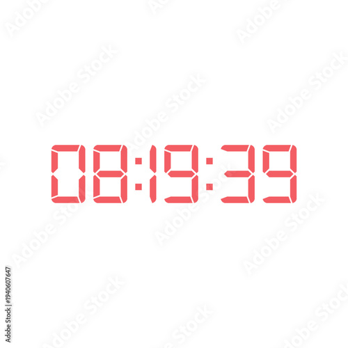 LED digital clock number for counter or calculator mockup design