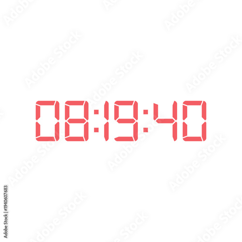LED digital clock number for counter or calculator mockup design