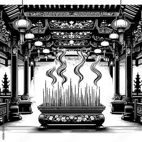 Chinese Temple Incense Offering