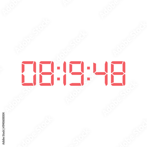 LED digital clock number for counter or calculator mockup design