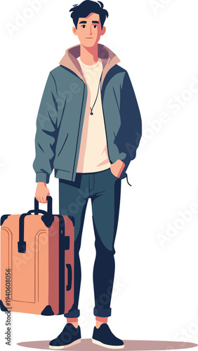 uomo donna in viaggio con valigie trasporto vettoriale 