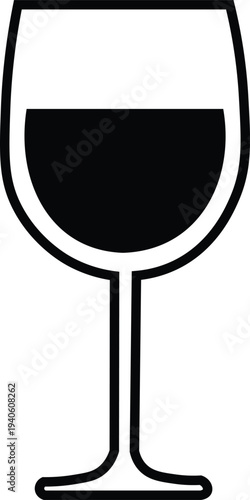 Wine glass with red wine liquid simple icon outline style  alcohol drink symbol