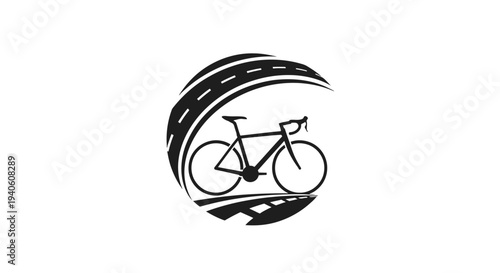 Simple black and white bicycle logo design on white background.
