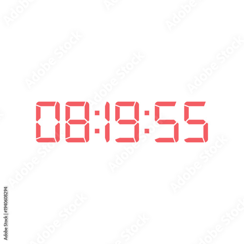 LED digital clock number for counter or calculator mockup design