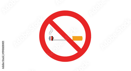 Prohibition sign indicating no smoking allowed with cigarette illustration.