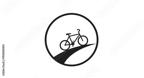 Simple black and white bicycle icon on a circular background.