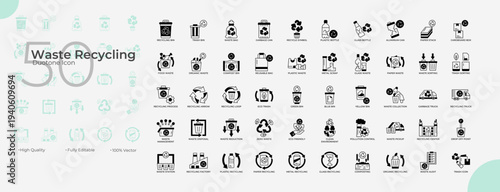 Waste Recycling Duotone Editable Icons set