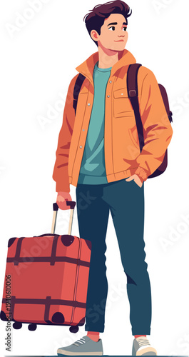 uomo donna in viaggio con valigie trasporto vettoriale 