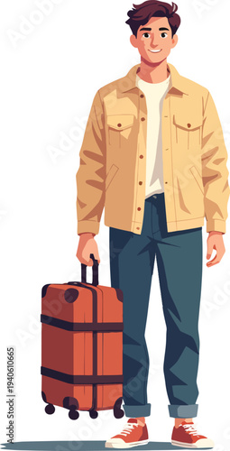 uomo donna in viaggio con valigie trasporto vettoriale 