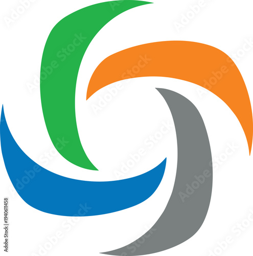 Abstract colorful swirl logo design with curved shapes illustration isolated on white background for business branding, modern company identity, and creative symbol