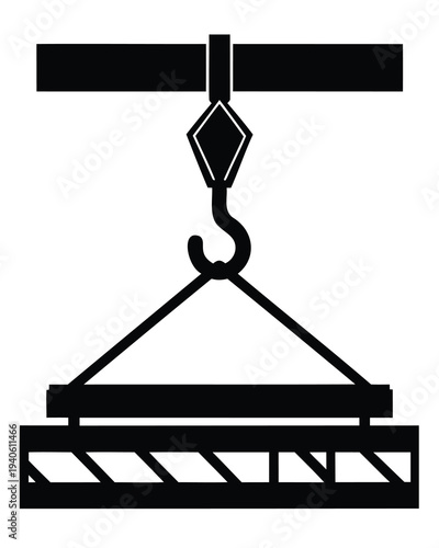 crane building icon, construction tower crane icon vector, building crane silhouette illustration