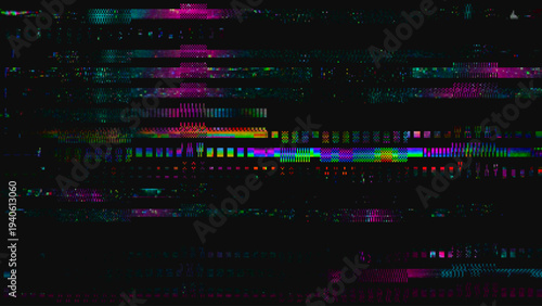 VHS Glitch Screen Effect. Abstract Technology Background