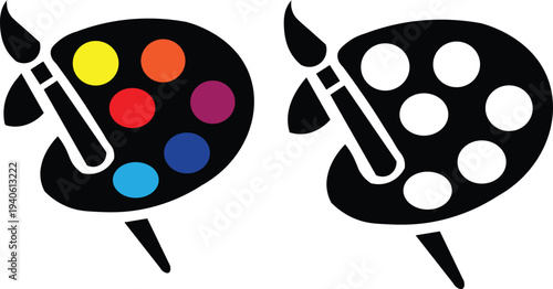 Colorful paint palettes with brushes for artistic creativity and design  essential tools for painting and drawing