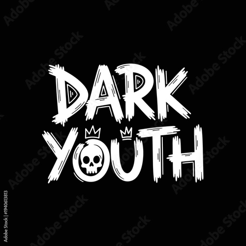 Dark Youth Skull Crown Graphic Design.