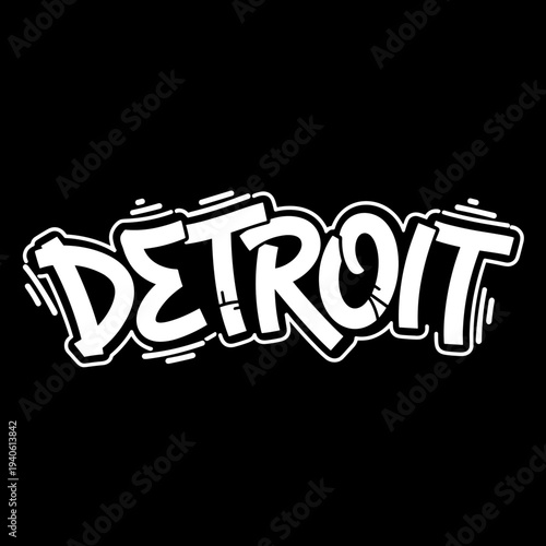 Detroit Graffiti Style Text Art.