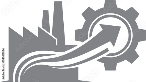 Industrial growth and development concept with gear and factory