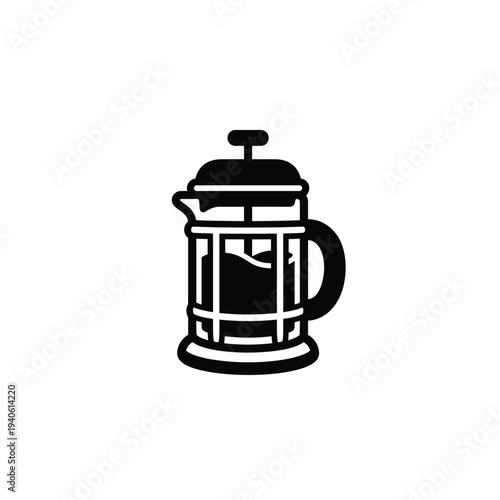 Classic French Press Monochrome Mascot Glyph