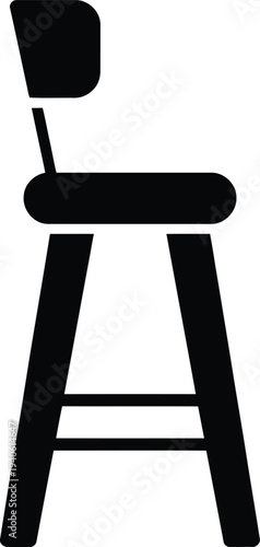 Vector black bar stool icon isolated on White Background
