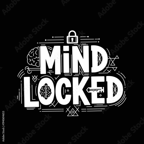 Mind Locked Brain Lock and Key Graphic.