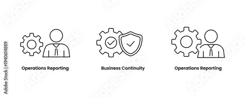 Operations Reporting Business Continuity Management Icon, corporate reporting, continuity strategy, analytics icon