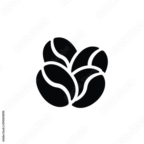 Coffee Bean Cluster Chunky Glyph Icon