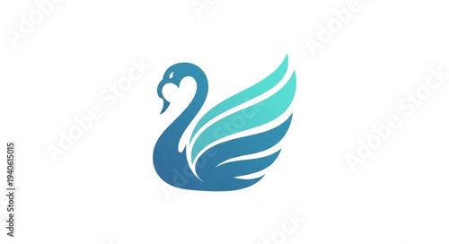 Stylized Blue Swan Logo Design Elegant Bird Icon.