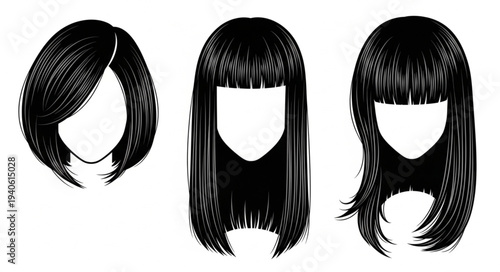 Three different black hairstyles shown as silhouettes.