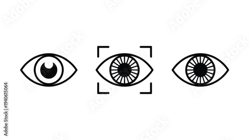 Simple Eye Icons Collection Vision, Retina, and Silhouette Symbols