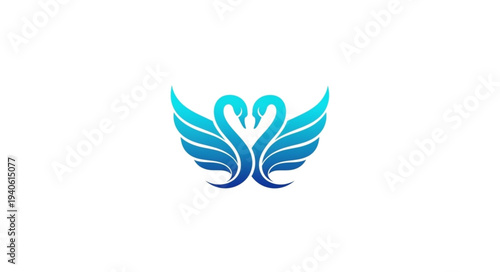 Elegant Swan Logo Design with Wings Spread Out.