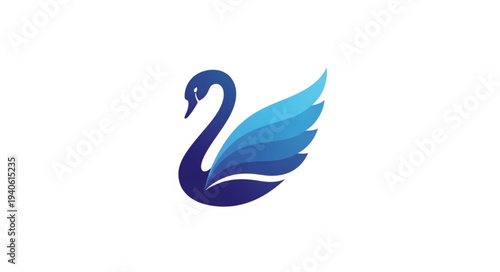 Elegant Blue Swan Logo Design.