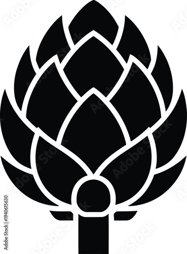 Black artichoke icon vector isolated on White Background