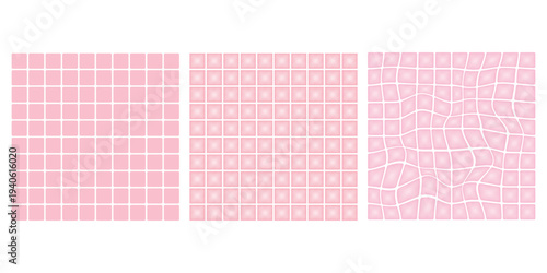 Pink Square Patterns Grids and Abstract Textures on White Background
