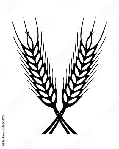 wheat icon, wheat ear silhouette, grain icon, cereal crop symbol cereal grain symbol illustration