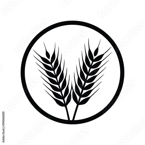 wheat icon, wheat ear silhouette, grain icon, cereal crop symbol cereal grain symbol illustration