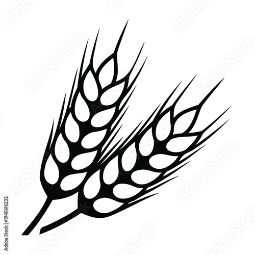 wheat icon, wheat ear silhouette, grain icon, cereal crop symbol cereal grain symbol illustration
