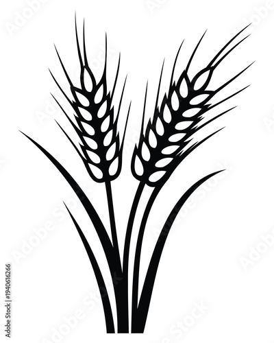 wheat icon, wheat ear silhouette, grain icon, cereal crop symbol cereal grain symbol illustration