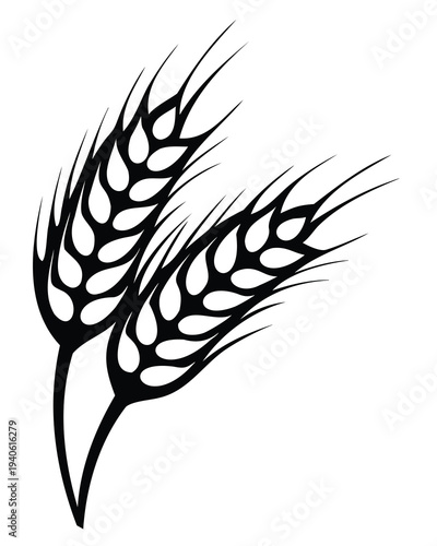 wheat icon, wheat ear silhouette, grain icon, cereal crop symbol cereal grain symbol illustration