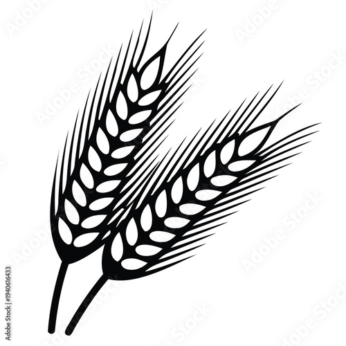 wheat icon, wheat ear silhouette, grain icon, cereal crop symbol cereal grain symbol illustration