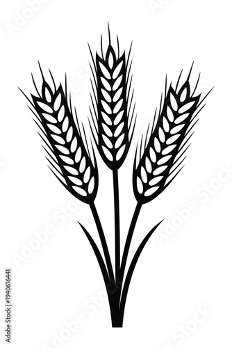 wheat icon, wheat ear silhouette, grain icon, cereal crop symbol cereal grain symbol illustration