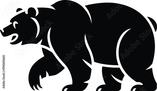 Black bear silhouette vector isolated on White Background