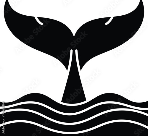 Black whale tail icon vector
