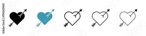 Heart with arrow icon in flat style. Basic vector symbol illustration
