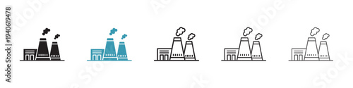 Heat power station icon in flat style. Basic vector symbol illustration