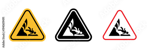 High sea waves warning sign in flat style. Basic vector symbol illustration