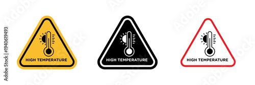 High temperature warning sign in flat style. Basic vector symbol illustration
