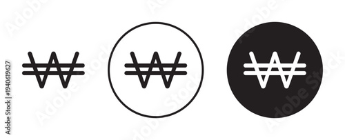 Korean won icon in flat style. Basic vector symbol illustration