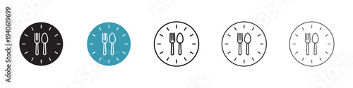 Lunch time icon in flat style. Basic vector symbol illustration