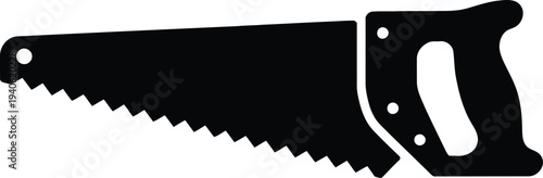 Vector handsaw icon, black silhouette isolated on White Background