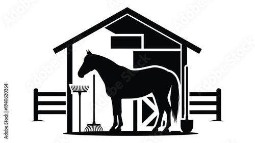 A horse standing in a barn